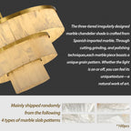 Alabaster 3 Tier Chandelier 34 Inch Gold Finish Fixture