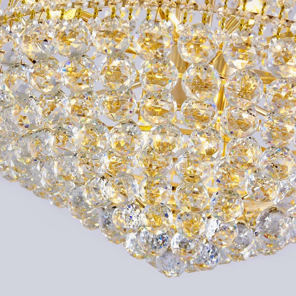 Radiant Golden Crystal Chandelier For Large Entrance