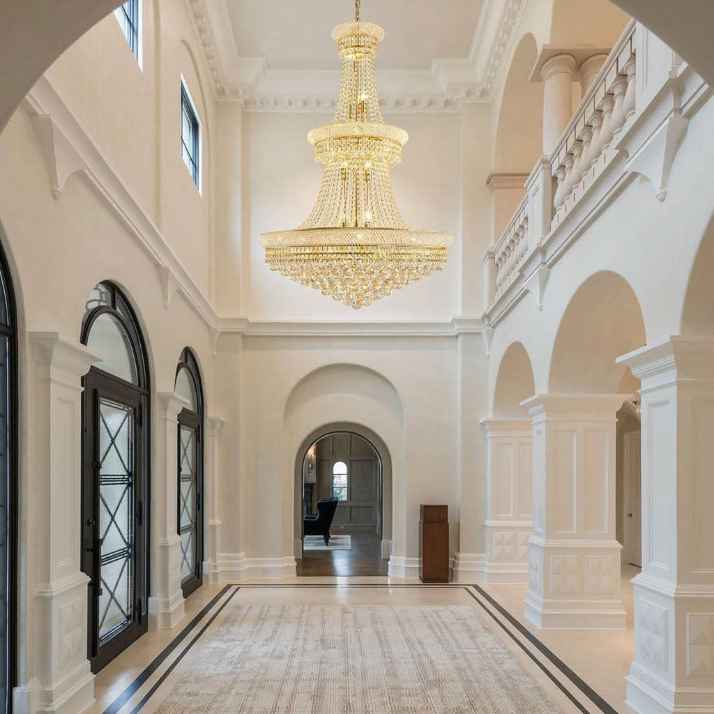 Radiant Golden Crystal Chandelier For Large Entrance