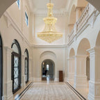 Radiant Golden Crystal Chandelier For Large Entrance