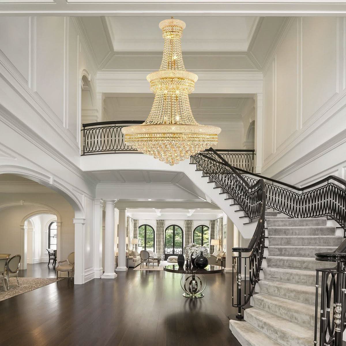 Radiant Golden Crystal Chandelier For Large Entrance