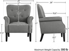 Dark Gray Mid Century Upholstered Armchair Tufted Back